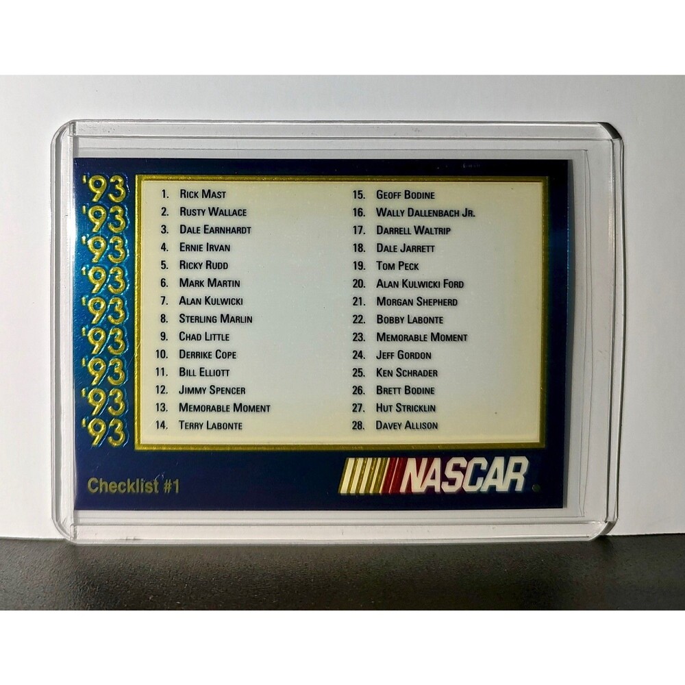 Checklist #1 Checklist 1993 Maxx Premier Plus Racing #209 NASCAR Card